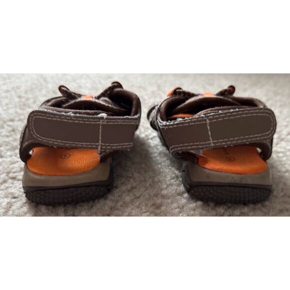 Koala Kids Sandals Toddler Boy Size 4 Brown Orange Hook & Loop - Picture 4 of 8